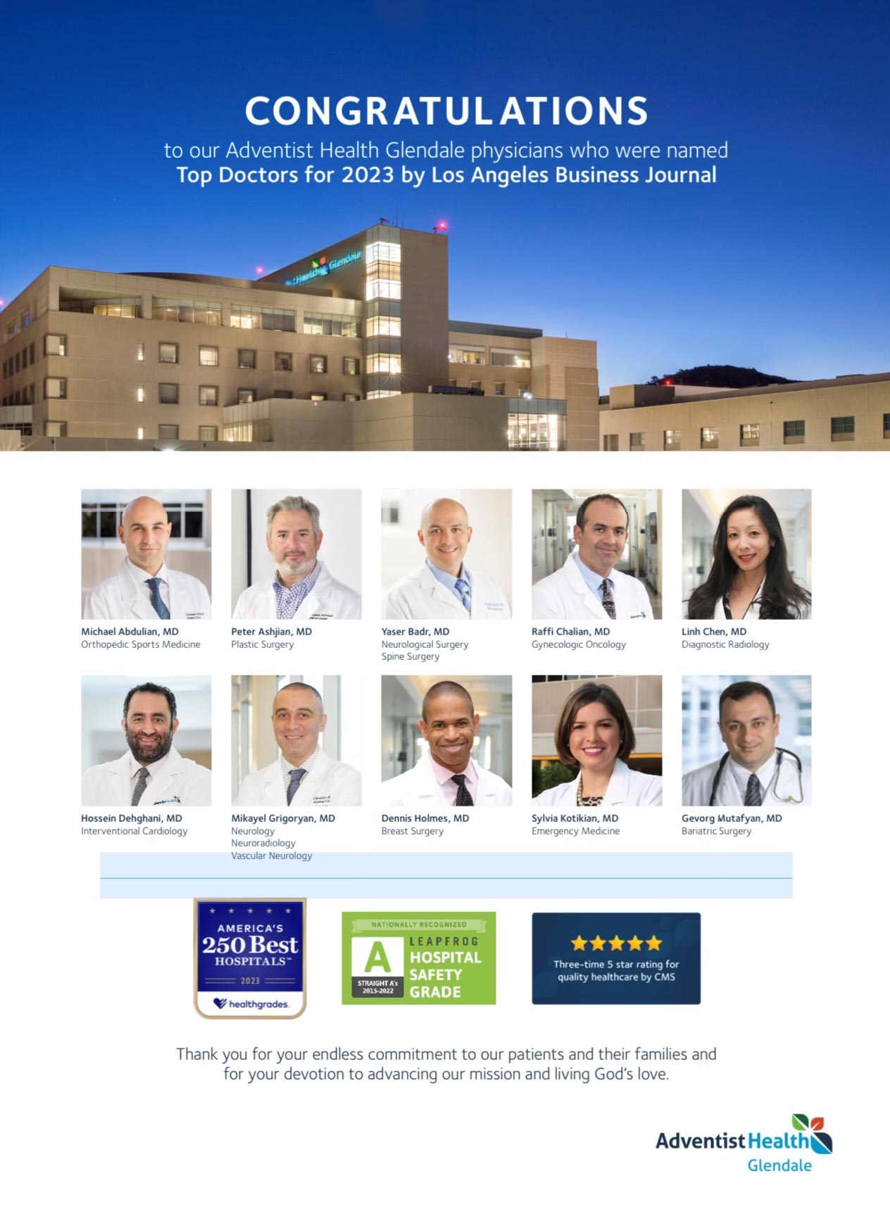 Top Doctors For 2023 By LA Business Journal